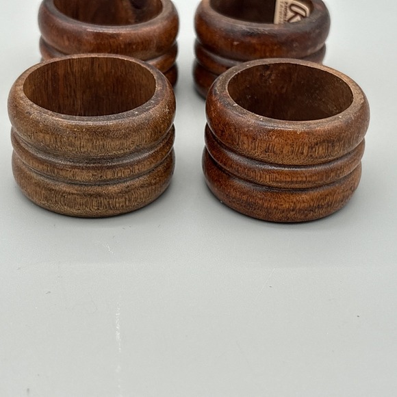 MCM Knobler‎ Wooden Napkin Rings - Set of 8 - Wood Napkin Holders Vintage 1.25" - Picture 8 of 8